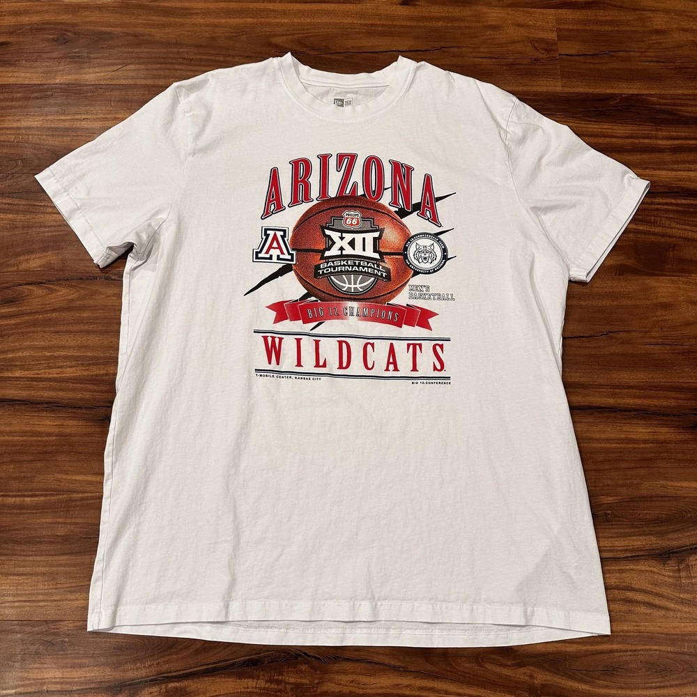Arizona Wildcats Shirt Mens 2XL White NCAA Basketball Big 12 Champions New Era